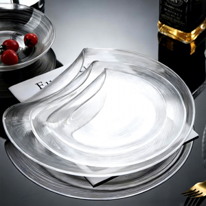 Plato <span class=keywords><strong>de</strong></span> Vidrio Transparente con Forma <span class=keywords><strong>de</strong></span> Taco, Diseño Creativo 2026, Plato Decorativo Curvo para Servir Bocadillos, Frutas, Postres, para Restaurantes y Bares - Product Image 2