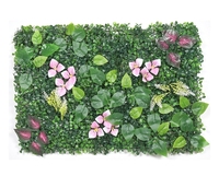 Panneau de décoration de plante de fleur murale en plastique artificiel en plastique à prix bon marché