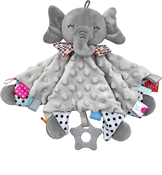 Baby Comforters Blanket Stuffed Toy Soft Comforter with Teether Silicone, Newborn Gifts for Baby Machine Washable Plush Toy