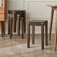 Tabouret de salle à manger carré empilable en bois massif, design moderne et simple, ottoman confortable pour la maison, démontable et assemblable