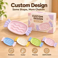 Bol en céramique pour animaux de compagnie en forme de bonbon, à alimentation lente, ondulé, anti-étouffement, pour chat et chien, facile à nettoyer, avec logo personnalisé