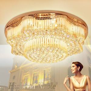 Nuevo estilo, decoración para sala de estar, lámpara de techo redonda de cristal dorado moderno LED de lujo para hoteles de Villa con Base de hierro - Product Image 1