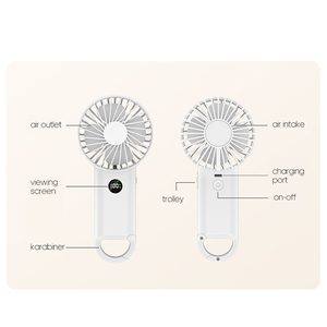 พัดลมมือถือระบบไฟฟ้าขนาด1200มิลลิแอมป์พัดลมแบบชาร์จไฟได้พัดลมแขวน100ความเร็วพัดลมขนาดเล็กพร้อมตะขอแขวนกระเป๋าเป้สะพายหลังกลางแจ้ง - Product Image 6