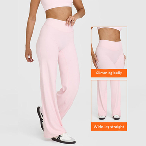 G Top-ACK8002 vendita calda fabbriche abbigliamento da palestra sport <span class=keywords><strong>Leggings</strong></span> Fitness a vita alta Activewear dritto a gamba larga pantaloni da Yoga per le donne - Product Image 2