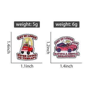 Prendi il perdente, stiamo andando in terapia con spille smaltate con teschio divertente spilla con risvolto Horror regalo di gioielli di Halloween - Product Image 6