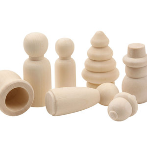 46 Pezzi di Parti in Legno per Artigianato, Bambole in Legno Non Dipinte per Pittura e Decorazione Fai-da-Te, Fornitura all'Ingrosso - Product Image 2