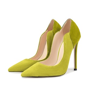 Mode grande taille 47 Sexy à talons fins femmes bout pointu talons aiguilles pompes Patchwork daim coupe large chaussures habillées sandales - Product Image 2