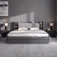 Meubles de maison King Queen Size cadre de lit en cuir chambre principale en bois massif MDF ensemble chambre moderne d'hôtel OEM