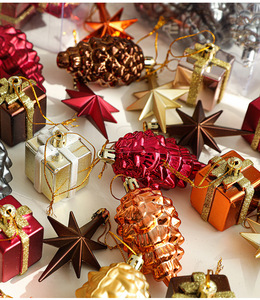 Adornos Colgantes de Navidad: Estrella Octogonal y Piña Electrochapadas para Decoración de Árbol de Navidad y Caja de Regalo - Product Image 6