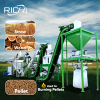 Équipement de ligne de production de granulés de biomasse RICHI - Ligne de production complète de granulés de biomasse de paille de riz et de bois entièrement automatique de 2 tonnes