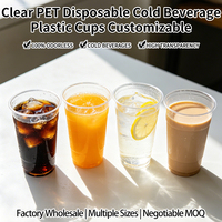 Gobelets jetables en PET transparent de qualité alimentaire, écologiques, inodores, haute transparence, logo personnalisé, vente en gros pour thé au lait et café