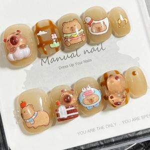 2025 últimos productos verano acrílico Gel diamante 3D flores Nail Art manicura corto redondo hecho a mano Prensa en <span class=keywords><strong>uñas</strong></span> regalos para <span class=keywords><strong>niñas</strong></span> - Product Image 5
