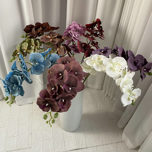 Fleurs d'orchidées artificielles en soie de qualité supérieure, à 9 têtes, toucher réel, tige unique, vente en gros, pour mariage, Saint-Valentin, Nouvel An - Product Image 3
