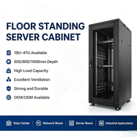 Rak Server Data Center Tipe Standing, Kabinet Jaringan, Baja Cold Rolled SPCC Hitam, Kedalaman 600/800/1000MM, 18U22U27U32U37U42U47U