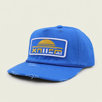 Casquette de baseball en coton non structurée à profil bas, style rétro vintage, avec broderie et patch, visière vieillie et sangle en cuir