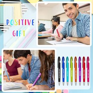 Stylo bille rétractable orange avec logo personnalisé, largeur d'écriture 1,0 mm, stylos promotionnels en plastique personnalisés avec citations inspirantes - Product Image 5