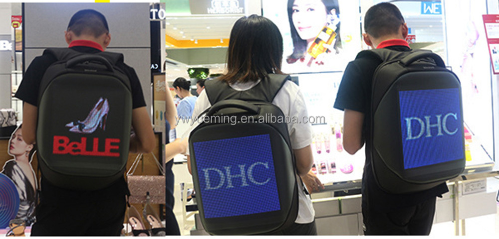 2021 Newest Wifi APP Control Smart Advertising Led Bag Walking Travelling Advertising Showing Led Backpack