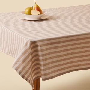 Custom Stripe <b>Linen</b> Tablecloth Luxury for Kitchen Home Wholesale Customizable 100% <b>Linen</b> <b>Table</b> <b>Cloth</b> with Embroidered LOGO - Product Image 2