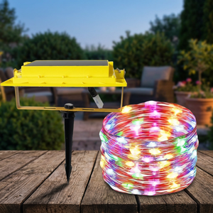 ไฟ LED แถบแสงแบบโซลาร์เซลล์ RGB ชาร์จไฟได้ DC5V-6V 200W ชาร์จผ่าน USB/พลังงานแสงอาทิตย์ วัสดุ ABS แบตเตอรี่ 1800mAh ความยาว 10 เมตร พร้อมรีโมทคอนโทรล - Product Image 5