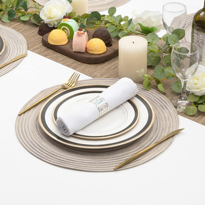 Sous-plat rond jetable en papier coton contemporain, style traditionnel, imprimé numérique, imperméable, pour mariages, en tissu polyester et dentelle - Product Image 6