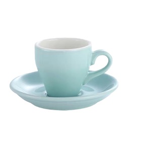 Lespresso Color Glaze <b>Espresso</b> Latte Mini Tea <b>Cup</b> And Saucer Ceramic Coffee <b>Cup</b> 80ml Round Solid Color Handle Gift Set - Product Image 4