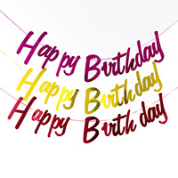 Bannière Joyeux Anniversaire avec lettres connectées, décoration de fête d'anniversaire pour bébé, drapeau en papier 1,5 m