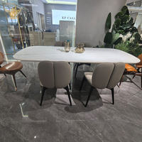 Ensemble de tables à manger avec 6 chaises, forme ovale, style moderne et contemporain, rotatif, élégant, salle à manger personnalisée