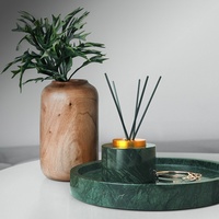 STONEKOCC Diffuseur d'encens aromatique en pierre de marbre noir 100% naturel, brûleur d'aromathérapie écologique, support pour bâtonnets et pot à roseaux