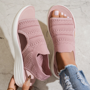 Femmes été bout ouvert sandales décontractées grande taille respirant doux <span class=keywords><strong>chaussures</strong></span> de sport talon bas plate-forme à la mode PU <span class=keywords><strong>compensées</strong></span> marcheurs - Product Image 3