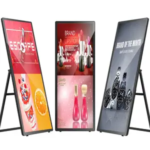 75 86 Inch A-type Portable Digital Poster Kiosk 4k Full Screen Indoor Media Advertising Display Player LCD Digital Signage