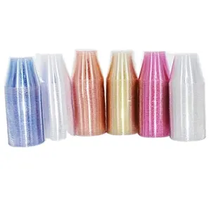 Fantezi bardak 9 oz renkli kenarlı altın gül altın gümüş ile temizle renk Glitter tek kullanımlık plastik bardak ağır Drinkware Tumblers