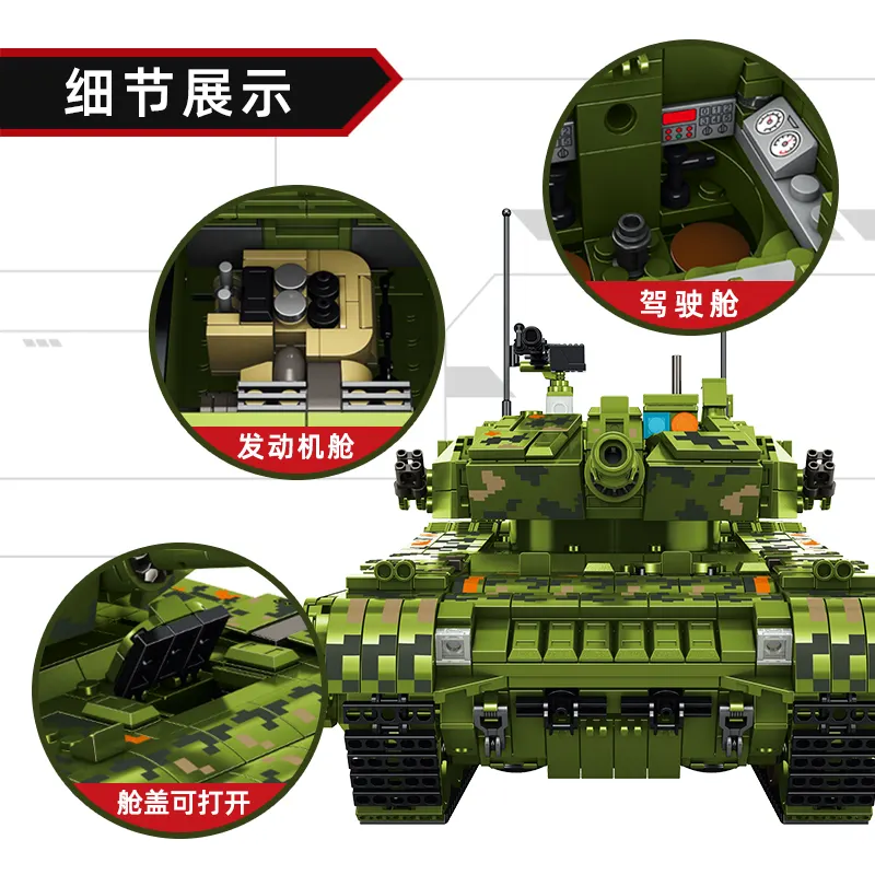 Blocs de construction Panlos type 99, moule militaire de combat kinging, jouets de char militaire technic 632002 compatibles avec toutes les grandes marques pour enfants cada