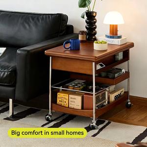 Mesa de Centro Moderna, Ecológica, Resistente y Plegable con Niveles de Almacenamiento y Ruedas con Bloqueo para Sala de Estar - Product Image 5