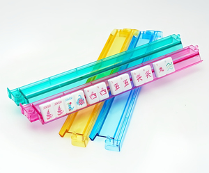 Colorful Acrylic Mahjong Rack with Magnetic Pusher Smooth Mahjong Holder Durable Game Table Accessory - Product Image 2