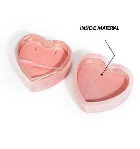 Collar de terciopelo rosa, pendientes, anillo, cajas de joyería de terciopelo y caja de joyería con forma de corazón - Product Image 2