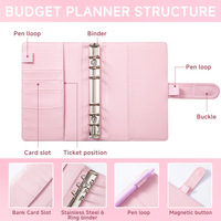 Geschenkset Großhandel Luxus Macaron Mini Custom A6 Pu Leder Notebook Brieftasche 6 Ring Budget Planer Binder mit Geld umschlag