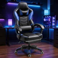 Chaise de jeu ergonomique en cuir noir et rouge, style course, design industriel, hauteur réglable, repose-pieds rétractable, vente en gros usine