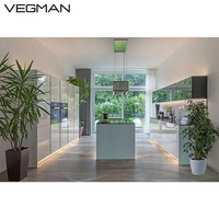 Portes de cuisine modulaires rouge laqué brillant, finition laquée, comptoir en marbre/stratifié de qualité E0/E1, robinet/tiroir