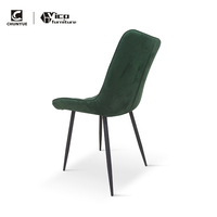 Chaises de salle à manger rembourrées de style nordique en velours vert antique