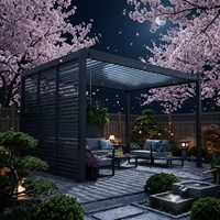 Pergola bioclimatique motorisée en aluminium avec toit rétractable, imperméable et protection UV pour jardin et terrasse extérieurs
