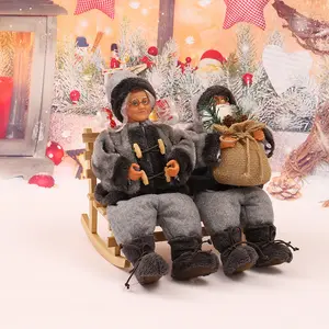 圣诞动画沙发圣诞老人带灯光音乐装饰传统节日雕像收藏家居