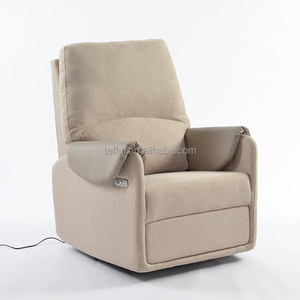 Sillón Mecedora Giratorio Tapizado Moderno con Respaldo Alto para Guardería - Product Image 3