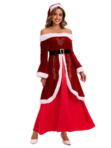 Disfraz de cosplay de la señora Claus, elegante y sexy, falda navideña con hombros descubiertos, gorro de Papá <span class=keywords><strong>Noel</strong></span> y cinturón - Product Image 4