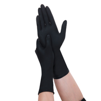Gants en nitrile noir de 12 pouces, résistants, sans poudre, texture grainée, sans latex ni silicone, pour l'industrie et la transformation alimentaire