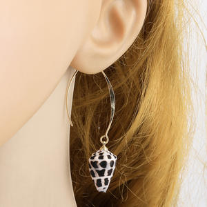 夏威夷珠宝批发简单钩镀金希伯来贝壳耳环女 - Product Image 5