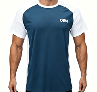 T-shirt de sport pour homme, coupe ajustée, col rond, séchage rapide, respirant, en polyester et élasthanne 180 GSM, avec empiècements et blocs de couleur écologiques, personnalisable avec logo (ODM)