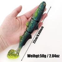 Leurre souple en PVC à longue portée, grande queue en T, 22 cm, imprimé bionique, pour eau salée, brochet, sans hameçons, pour lancer à longue distance