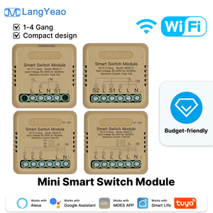 Módulo <span class=keywords><strong>de</strong></span> Interruptor Inteligente WiFi Moes Tuya <span class=keywords><strong>de</strong></span> 1/2/3/4 Vías, 5A 10A, Tamaño Mini, Compatible con <span class=keywords><strong>Alexa</strong></span> <span class=keywords><strong>y</strong></span> Google Home, Temporizador, Multicontrol - Product Image 1