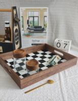 Plateau de rangement en damier noir et blanc, nouveau Design 37.6x29.6x5 Cm, plateau décoratif pour échecs au Restaurant