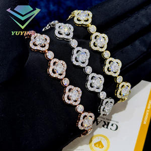 Bijoux en forme de trèfle, diamants VVS, moissanite, argent 925, sertis de pierres pour bracelet chaîne en moissanite - Product Image 1